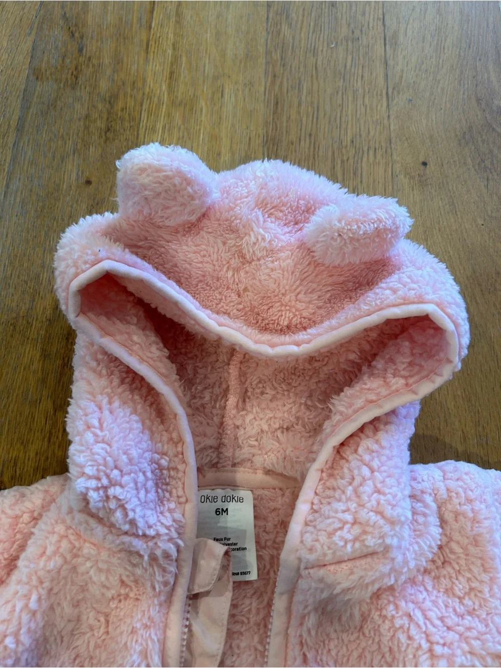 okie dokie Pink Plush Faux Fur Baby One-Piece